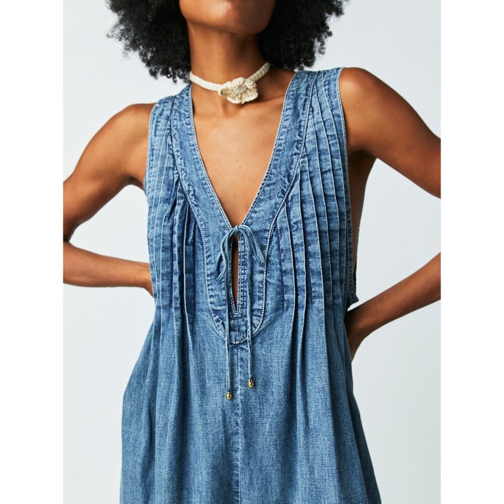 Free People Denim Blue Sleeveless Romper - Picture 6 of 9